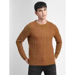 Jack & Jones Sweater Plus Mens Cable Knit Sweater 4x Tan Brown Neutral Crewneck